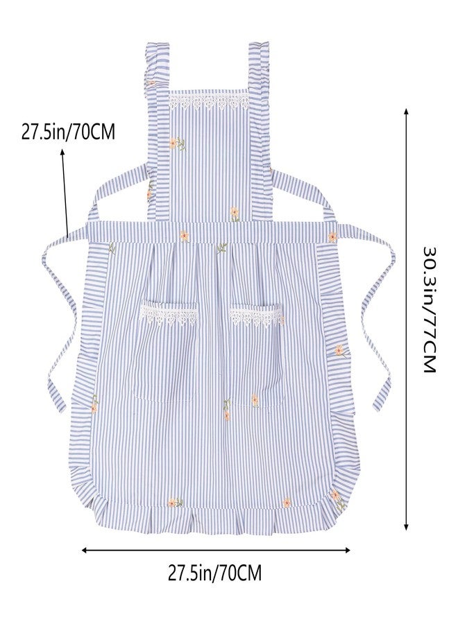 Aoomzoon Funny Aprons for Women with Pockets, Kitchen Cooking Grilling Bbq Cute Chef Apron, Mothers Day Birthday Gifts for Women (Blue/Stripe) - Image 4